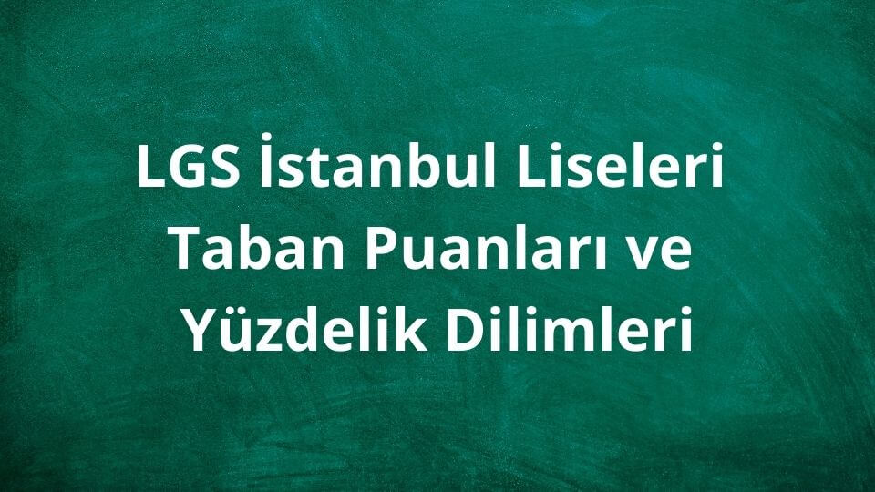 İstanbul Liseleri 2024 Taban Puanları ve Yüzdelik Dilimleri LGS - MEB